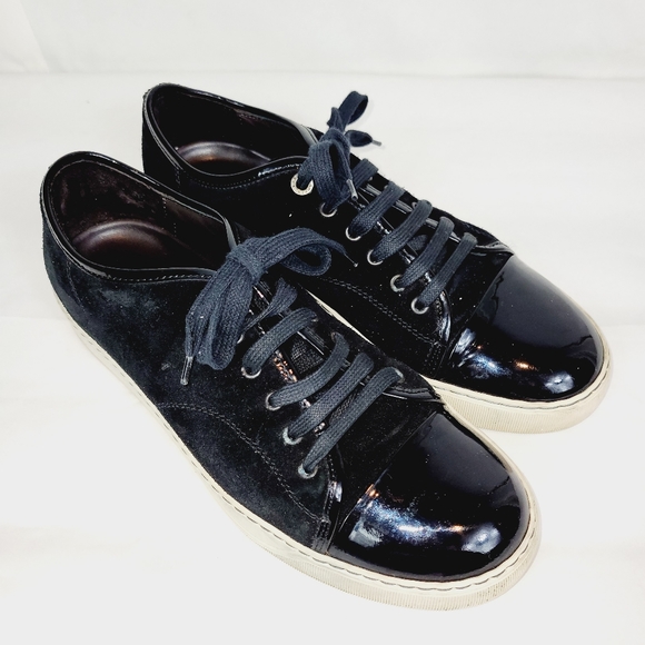 Lanvin cap toe suede and patent leather sneakers - Picture 2 of 7